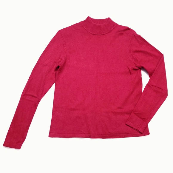 Anna Gray Sweaters - Anna Gray Luxury Silk Blend Mock Neck Pullover Sweater Rose Red Women's Size L